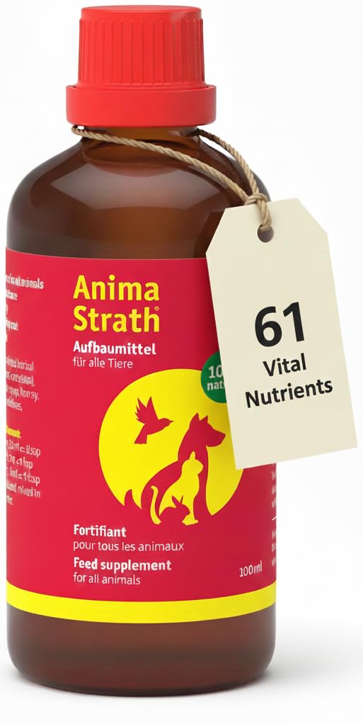 Anima-Strath Dog Vitamins and Supplements for Food, with 61 Nutrients, Vitamins & Minerals for Dogs & Cats, Herbal Yeast for Immune System & Digestive Care, Amino Acids & Prebiotic Qualities (100 ml)