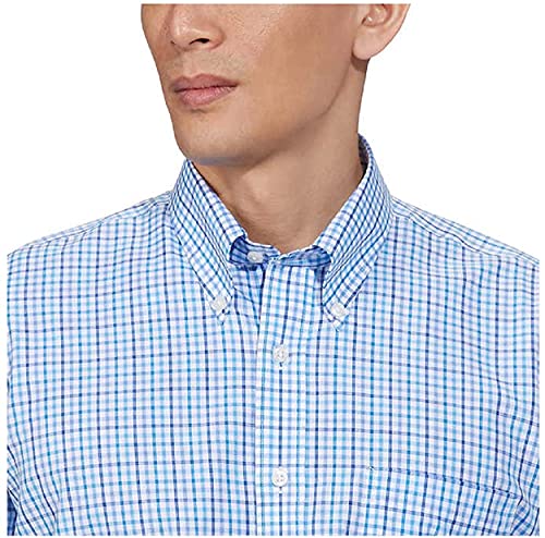 Kirkland Signature Men’s Button Down Dress Shirt Traditional Fit (Blue/White Mini Check, 16 X 34/35) #TOP19