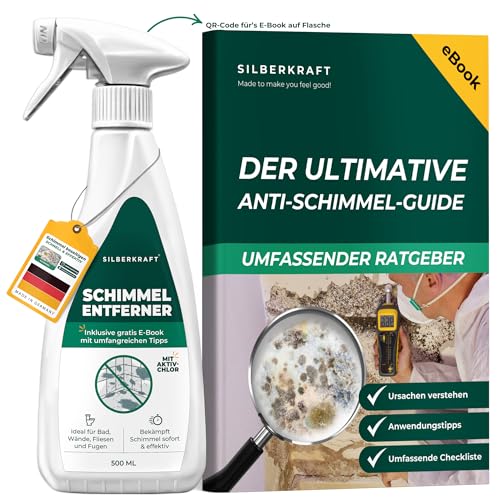 Silberkraft Spray anti-poisson argenté 500 ml avec e-book (français non garanti) Lutte rapide et efficace contre les poissons d'argent Alternative aux boîtes à appâts et pièges