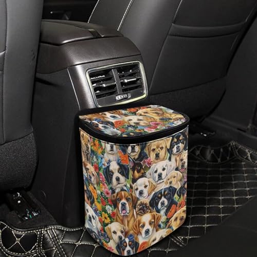 Image of DISNIMO Kawaii Puppy Dog Car Trash Can Easy-to-Install Car Accessory Interior, Leak-Proof Car Garbage Can Bin Organizer Storage Bag for the Back Seat of Any Cars, Sedans, SUVs & Trucks