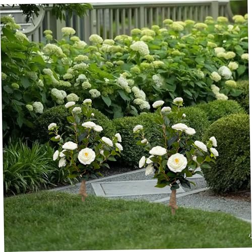 Camélia artificiel fleurs blanches pour cour sans lumière