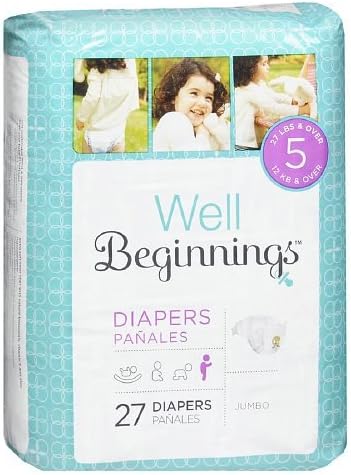 Well Beginnings Premium Diapers Jumbo, 5 27 Ea
