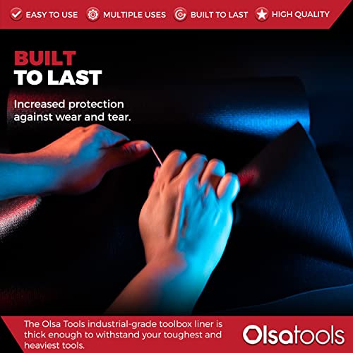 Olsa Tools Tool Box Liner, Drawer Liner And Shelf Liner Black 16 Inch X 16 Feet 2.0-2.5Mm Thick | Premium Non Adhesive Non-Slip Thick Foam Mat Tool Chest Liner | Heavy Duty Toolbox Liner #TOP3