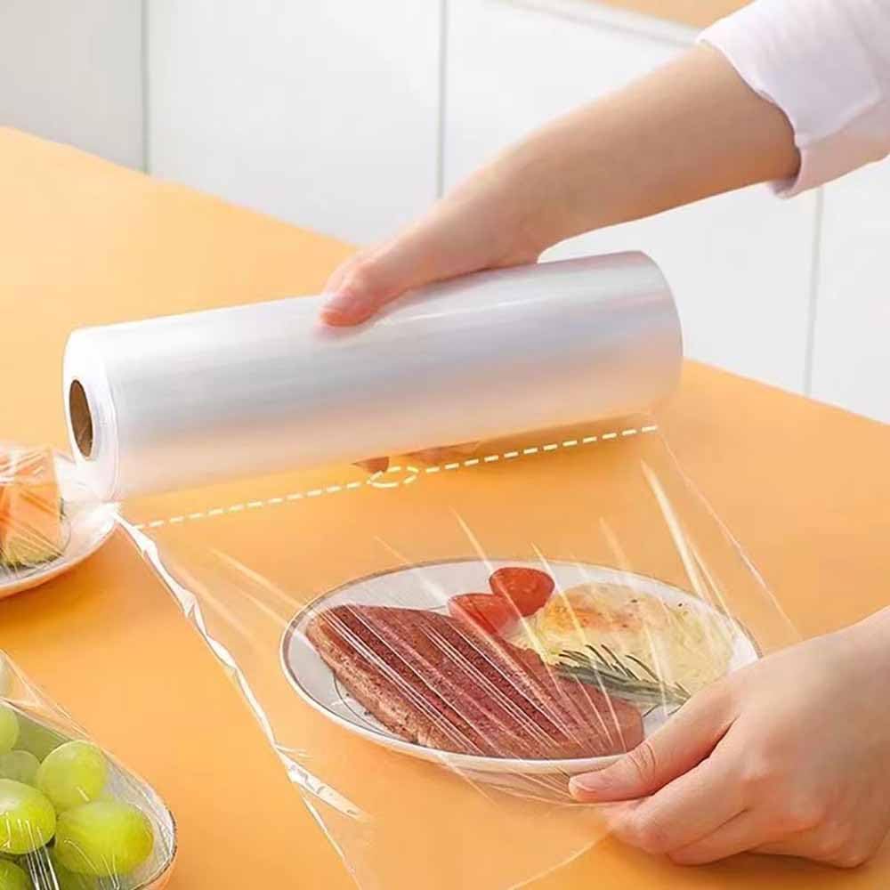 Kitchen Plastic Wrap, Fresh Keeping Bag Cling Wrap Plastic Food Wrap with Slide Cutter Plastic Wrap Stretch Plastic Wrap Bowl Covers, Cling Film (Clear,12X12 inch 1600 Pieces)