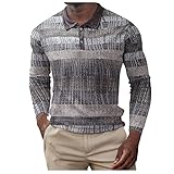 KPNV Poloshirts Herren Regular Fit Langarm Revers Reißverschluss Polohemd Golf T-Shirt Slim fit Henley Shirt Polo für Männer Frühling Druck Leichte Langarmhemd Oberteile (01-Khaki, XL)