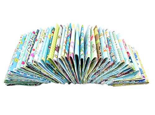 Raylinedo 2030Cm Assorted Pre-Cut Printing Cloth Material Mixed Squares Bundle Quilt Fabric Patchwork For Diy Handmade Craft, Green Color Series Customizable #TOP3