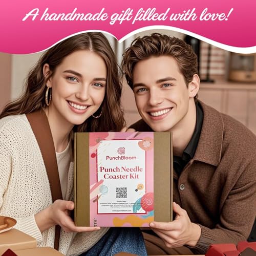 Image of Christmas Punch Needle Kit for Adults Beginners, Easy Punch Embroidery Coaster Starter Set with Instruction - Fun Mug Rug Making Kit for Table Decor & Festival DIY Gifts