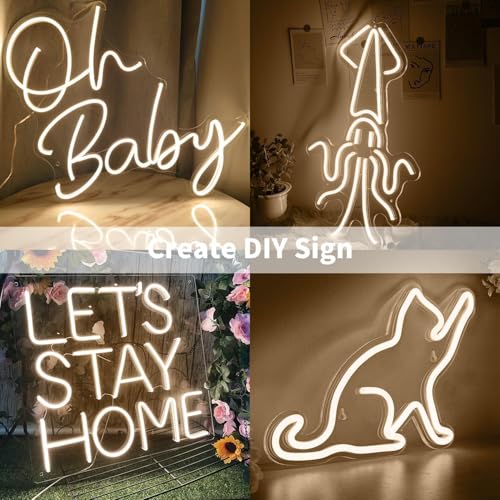 Image of Neon Strip Light, 13.1 feet, Flexible Silicone LED, IP65 Waterproof, with 12V Adaptor, for Bedroom, Gaming Room & Home Decor | 4 Meter | Warm White
