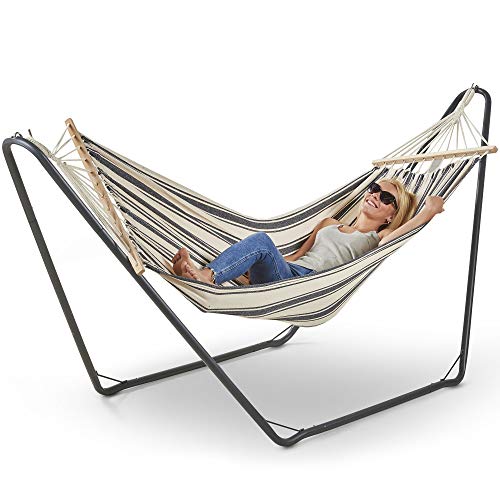 VonHaus Hammock With Sturdy Metal Frame, Garden Hammock with Free standing Frame, Ideal as a Camping Hammock Or For Use On Patio, Garden Or Indoors