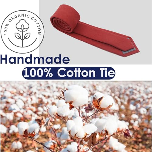 Image of Mantieqingway Mens Skinny Ties,2.56 inch Cotton Neckties Striped Plaid Ties for Groom Groomsmen Wedding Party Christmas