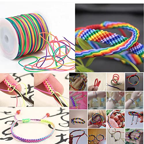 String For Bracelets 0.8Mm Rattail Satin Silk Trim Cord Beading String Chinese Knotting Kumihimo, Beading, Macramé Jewelry Making Hair Thread Yarn Braiding Wire Ribbon Dreadlock Twist Rainbow #TOP5