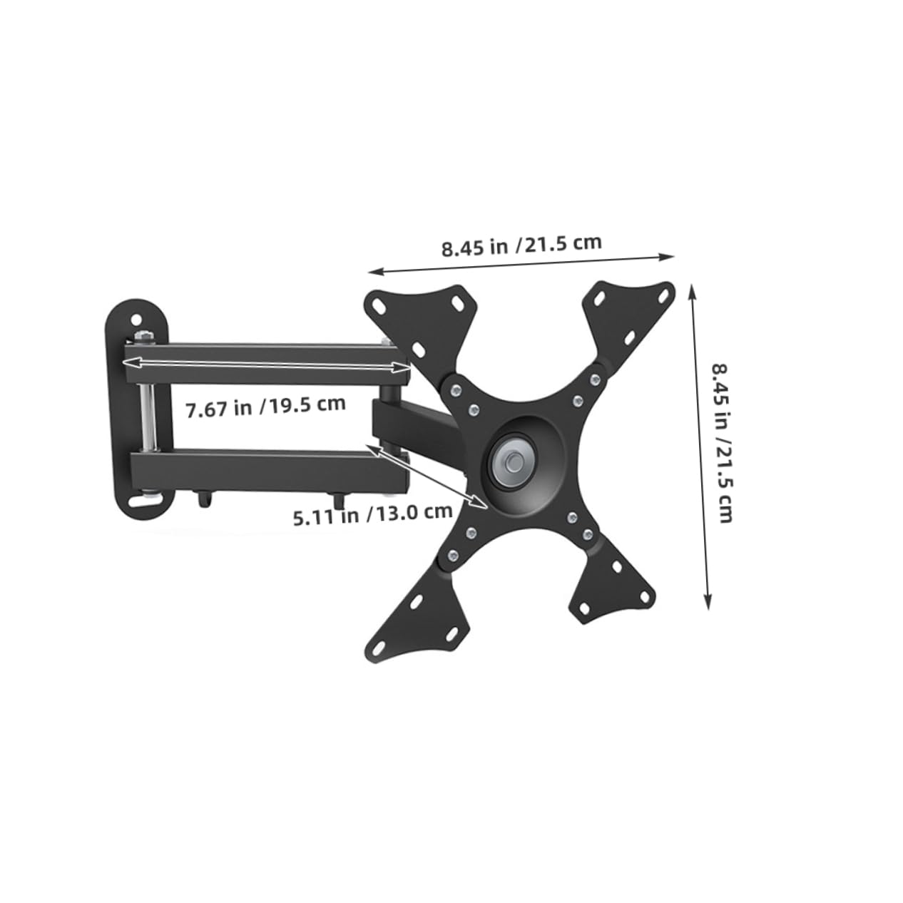 Staffa di Montaggio Tv a Parete Regolabile per Schermi 14-37 | Acciaio Laminato a Freddo Nero, Struttura Pieghevole e Rotante, Portata 15kg