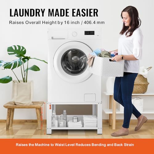 Image of VEVOR Laundry Pedestal with Storage Shelf, 28 inch Lx28 Wx16 H, Washer and Dryer Stand Base Universal Platform, Fit 660lbs Capacity, Heavy Duty Steel Multi-Functional Base for Washing Machine