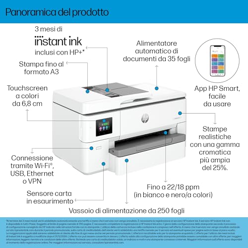 OfficeJet Pro 9720e 53N95B, Stampante Multifunzione per Grandi Formati, a Colori, Fronte e Retro Automatico, 22 ppm, Wi-Fi, Smart, 3 Mesi di Inchiostro Instant Ink Inclusi, Grigia - Scheda video - Immagine 3