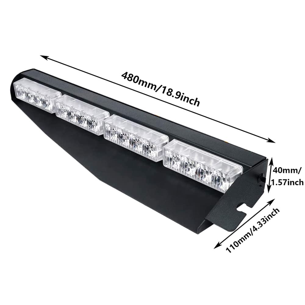 Riloer Barra de luz estroboscópica LED visera parasol interior luces intermitentes de advertencia de peligro de emergencia compatible con luz roja y azul universal
