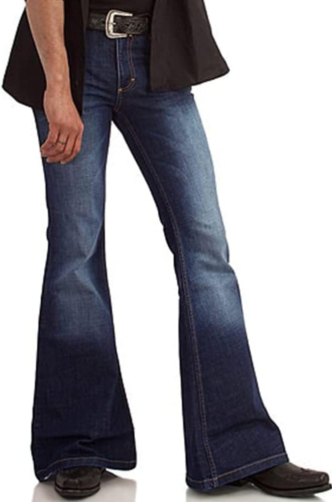 Men's Vintage Bell Bottom Jeans 60s 70s Outfits for Men,Mens Bell Bottoms Disco Pants Flared Jeans - Image 2
