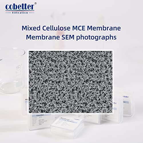 Image of MCE Membrane Filters, 47mm, 0.22 m, Hydrophilic, 100PCS | Mixed Cellulose Esters Disc Filters, Non-sterile, pH 4-8, For aqueous /organic filtration, particle analysis & water testing