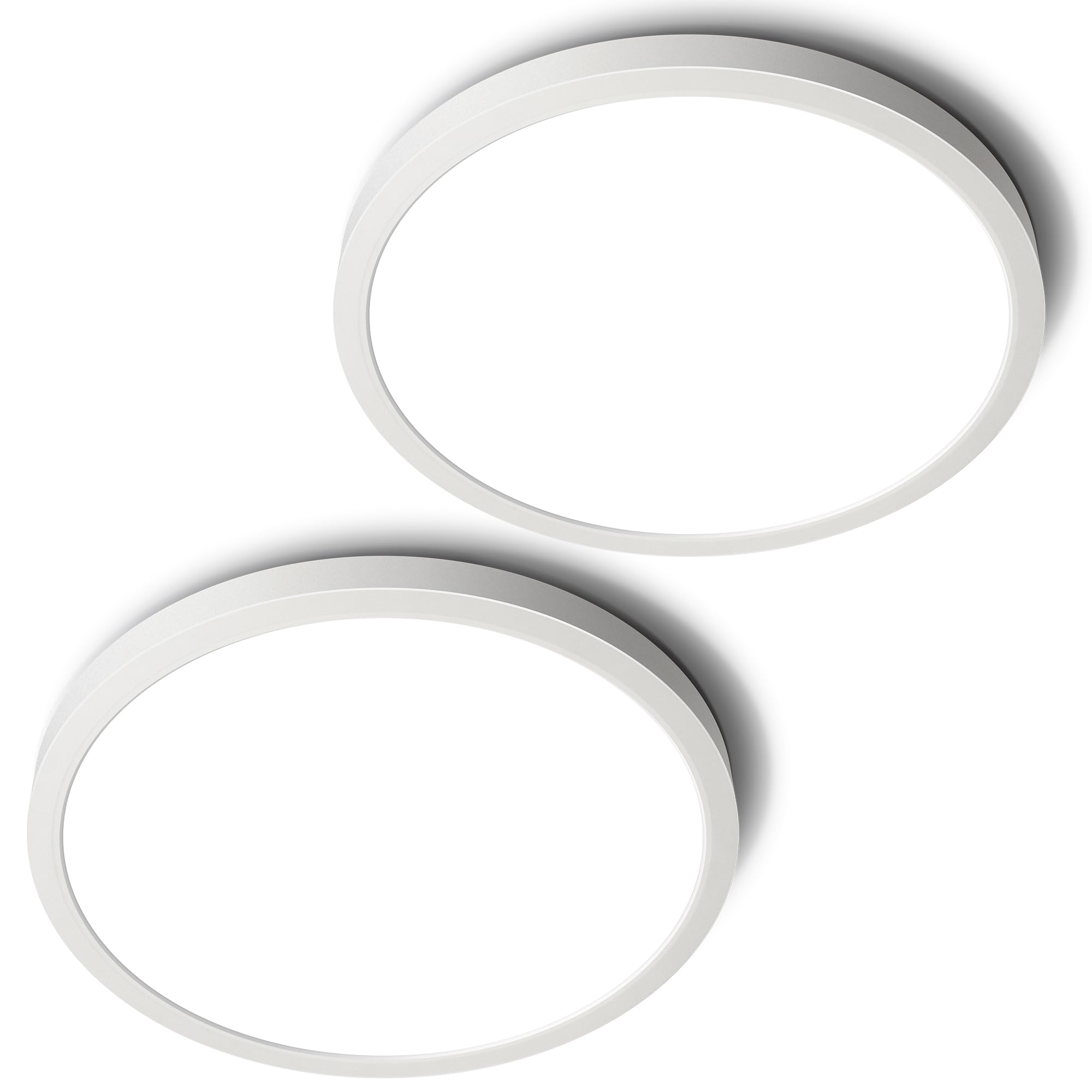 SunRider 2-Pack LED Flush Mount Ceiling Light Fixture, 5000K Daylight White, 2400LM, 12 Inch 24W 240W Equiv. Round Flat Ceiling Lamp, Non-Dimmable