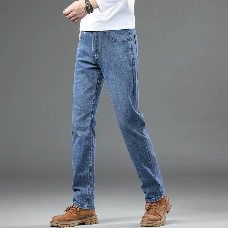 Business Straight Jeans Men's Spring Summer Thin Classic Straight Slim Denim Pants Comfortable Male Trousers4