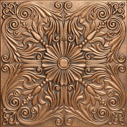 À LA MAISON CEILINGS R139 Spanish Silver Foam Glue-Up Ceiling Tile (256 Sq. Ft./Case), Pack of 96, Antique Bronze