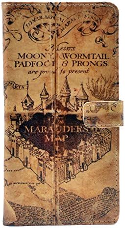 Galaxy S7 Edge Case, Hogwarts Marauder's Map Vintage Pattern Leather Wallet Credit Card Holder Pouch Flip Stand Case Cover for Samsung Galaxy S7 Edge