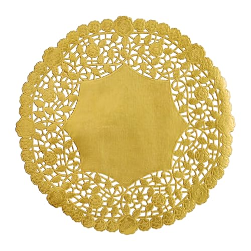 The Baker Celebrations 12-Inch Gold Paper Doilies – 100 Pack
