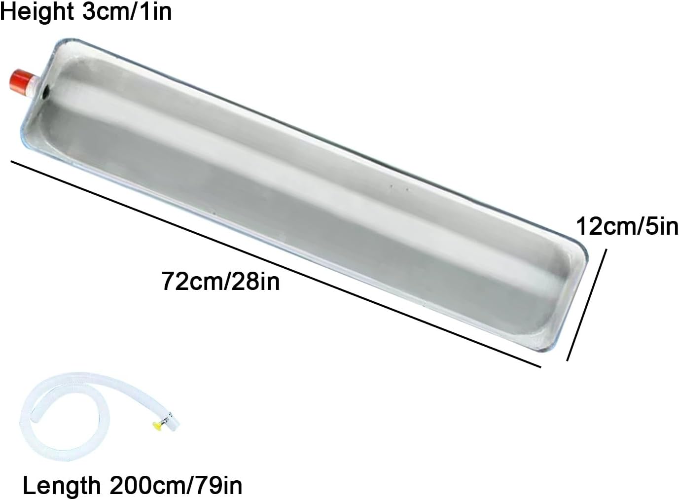 Premium Air Conditioner Drip Pan - Metal Drain Pan with Drainage, Insulated Bottom, 126x12x3cm for Indoor/Outdoor Use, Durable Air Handler Accessory