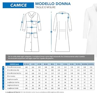 AIESI® Camice per medico laboratorio da donna bianco in cotone 100% sanforizzato, taglia 40