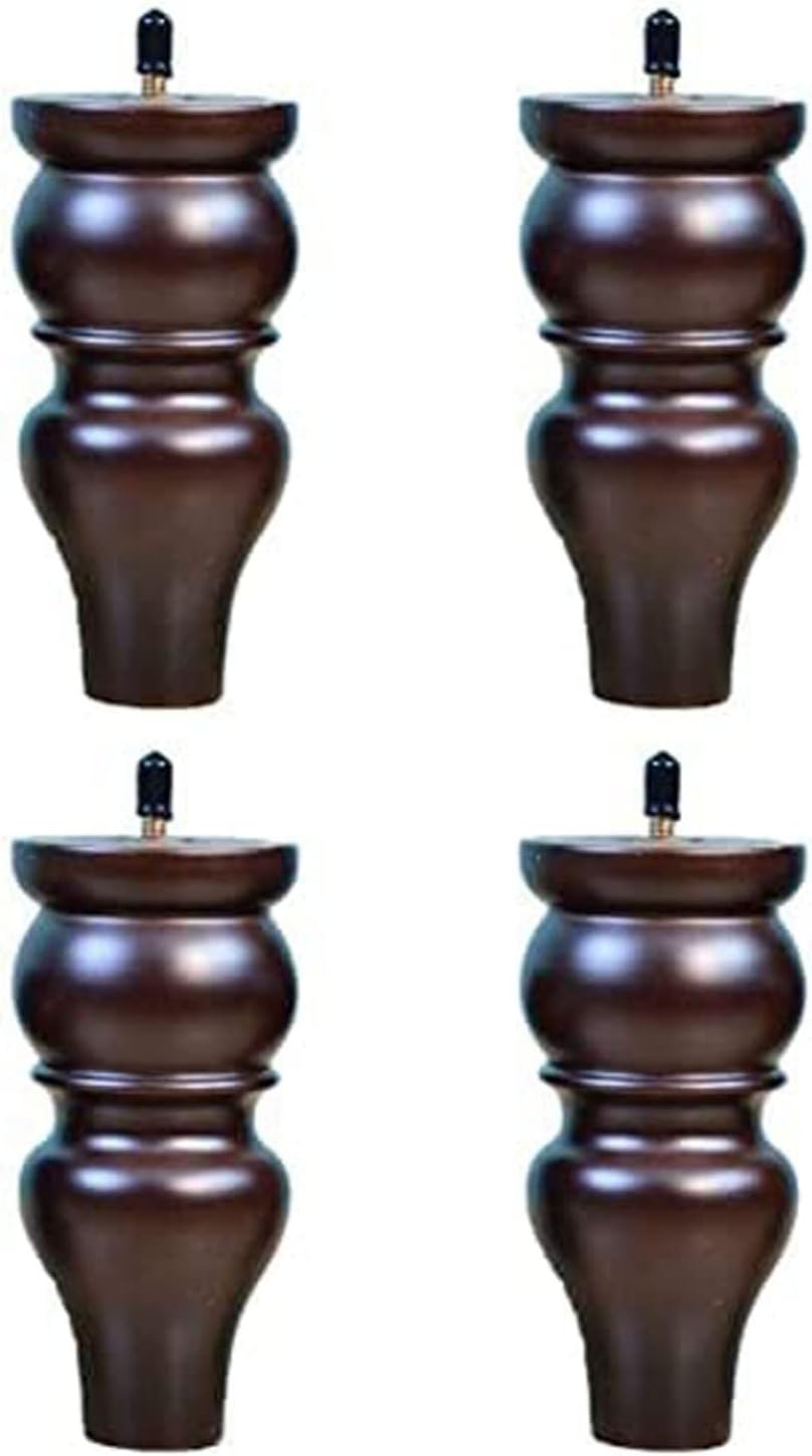 4pcs M8 Gourd Shape Sofa Leg, Solid Wood Furniture Legs, TV Desk Table Legs Kitchen Feet Cabinet Legs Replacement Legs(6/8/10/12/15/18cm)(Color:White,Size:8cm)