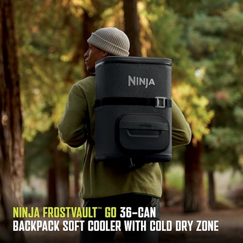 Image of Ninja FrostVault Go Can Soft Cooler, 24 /36 Can, Leak Proof, Built-In Cup Holder, 2 Ice Packs & Dry Storage Drawer, Polyester Insulation, Hiking, Camping, Picnic