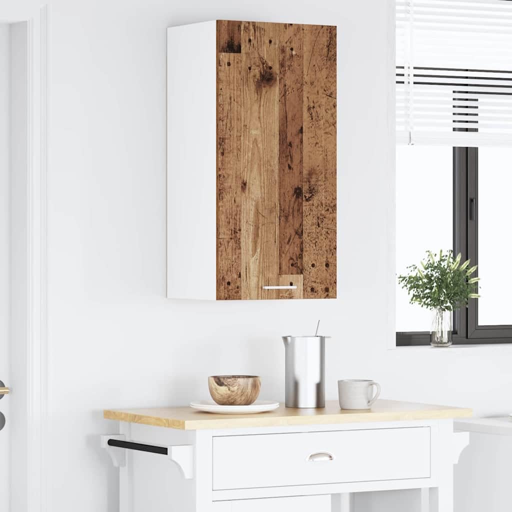Szafka wisząca, stare drewno, biała, 40 x 31 x 80 cm, materiał drewnopochodny z dużą ilością miejsca do przechowywania, do kuchni, jadalni, korytarza, spiżarni, nowoczesny design, trwała