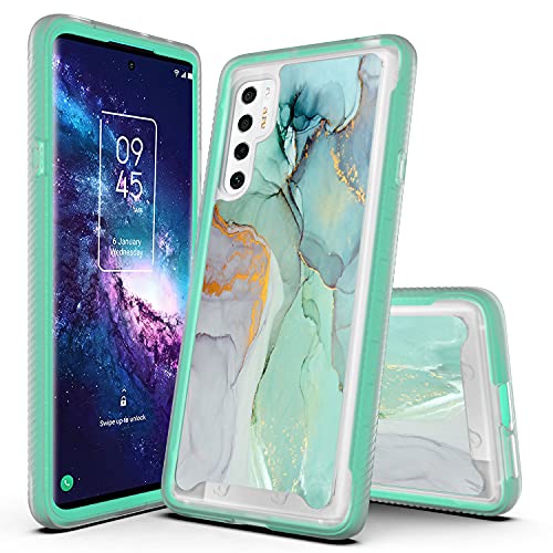 Coque TCL 20 Pro 5G hybride premium finition marbre vert graphique
