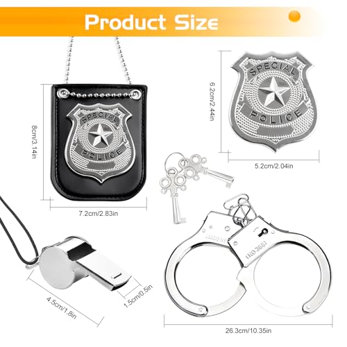 JurciCat 5 Stück Polizei kostüm kinder Zubehör Insignien Handschellen polizei spielzeug Für Cosplay Karneval Halloween Party polizei kostüm kinder zubehör