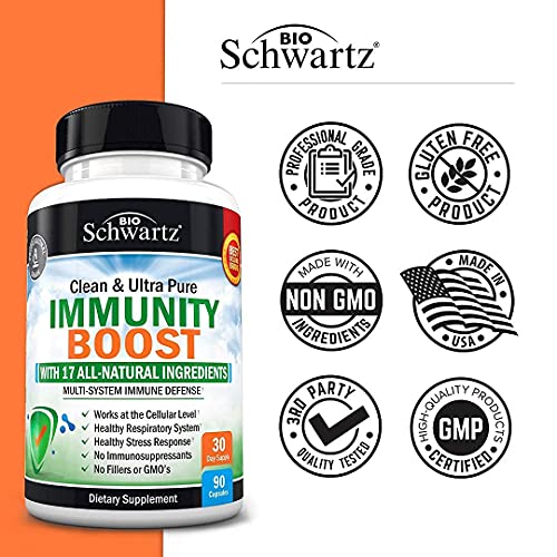 Bioschwartz Immune Support Supplement With Vitamin C 1000Mg Zinc Elderberry Extract Ginger Root Beta Carotenes, Immunity Boost For Adults, Natural Immune Defense Antioxidant Vitamins, 90 Capsules #TOP4