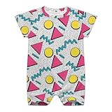 AuHomea Retro Vintage 80s Or 90s Fashion Style Abstract Newborn Baby Romper Clothing Cute Infant Short Sleeve Clothes Jumpsuit Playsuit One Piece Outfit for 18-24M Boy Girl