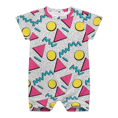 AuHomea Retro Vintage 80s Or 90s Fashion Style Abstract Newborn Baby Romper Clothing Cute Infant Short Sleeve Clothes Jumpsuit Playsuit One Piece Outfit for 18-24M Boy Girl