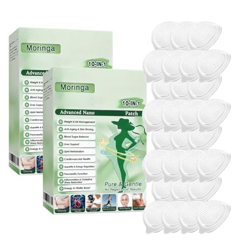 28 Stück Moringa 10-in-1 Nano Mikronadel Patch, Diskretes Nano Abnehmpflaster, Moringa Kosmetisches Pflaster für Körperpflege, Hautfreundliches Pflegepflaster zur äußeren Anwendung, Vorteilspack