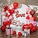 DR.DUDU 263 Pcs Valentines Day Balloon Arch Kit Decorations, Pink/White/Red Balloons Garland Decor with LOVE Heart Balloon Rose Petals for Galentines Day Party Birthday Wedding Proposal Anniversary