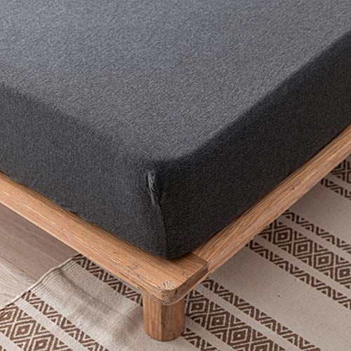 Doneus 100% Jersey Knit Sheet Set Solid Dark Gray Fitted Sheet Queen Size 3 Piece With 2 Pillowcases, Ultra Soft Breathable Fitted Bottom Sheet With 15" Deep Pocket Bed Sheet #TOP2