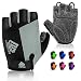 HTZPLOO Bike Gloves Bicycle Gloves Cycling Gloves Mountain Biking Gloves with Anti-Slip Shock-Absorbing Pad Breathable Half Finger Outdoor Sports Gloves for Men&Women (Black&Grey, Large)