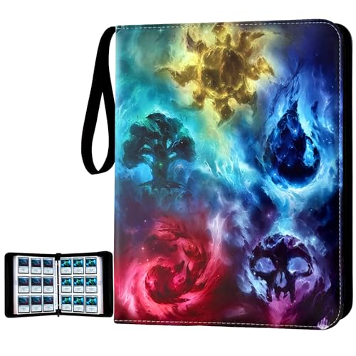 Image of Trading Card Binder,9-Pocket Binder for Trading Cards Holds 720 Cards,Premium Collector Card Album for Standard Cards,Card Collection Folder for MTG,TCG,Yugioh,Game Cards (A-Colorful Patterns)