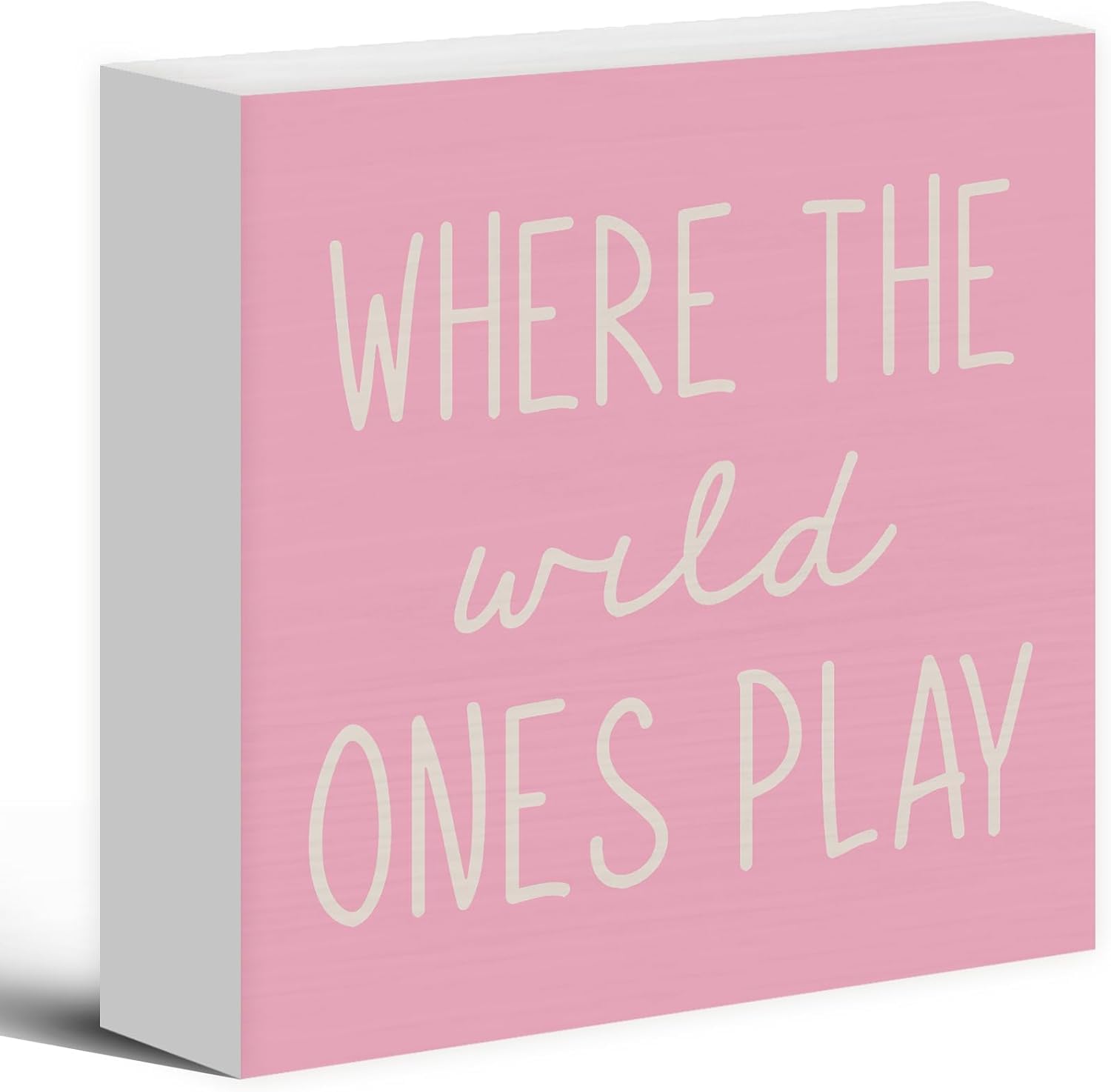 Pink Wood Box Sign 5x5 Inch Where the Wild Ones Play Decor