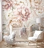 Murwall Peony Wallpaper Pastel Watercolor Floral Wall Mural Soft Flower Peonies Wallpaper