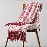 IULJH Office Lunch Break Cotton Air Conditioning Blanket Jacquard Striped Sofa Throw Blanket Tassel
