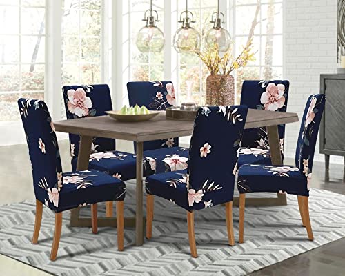 Image of SPRINGRICO Chair Covers For Dining Room, Chair Cloth Covers, Table Chair Covers (4 Pack, In Bloom1, Multicolor)