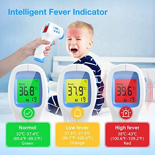 IDOIT Infrared Forehead Thermometer for Adults Kids Baby,Non Contact digital Thermometer for Forehead Body Room with Fever Alarm,99 records,Accurate Readings,LCD Display indoor outdoor use