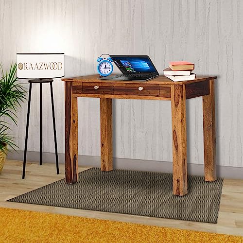 Image of Sheesham Wood 1 Drawer Study Table for Home Writing Office Desk Computer Table for Home and Office (Honey Finish) (Oak)