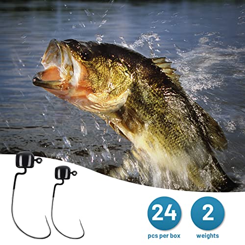Madbite Ned Rig Jig Hook Kits, Finesse Mushroom Jig Heads For Soft Lures (Black (Wide Gap), 3/16 Oz) #TOP2