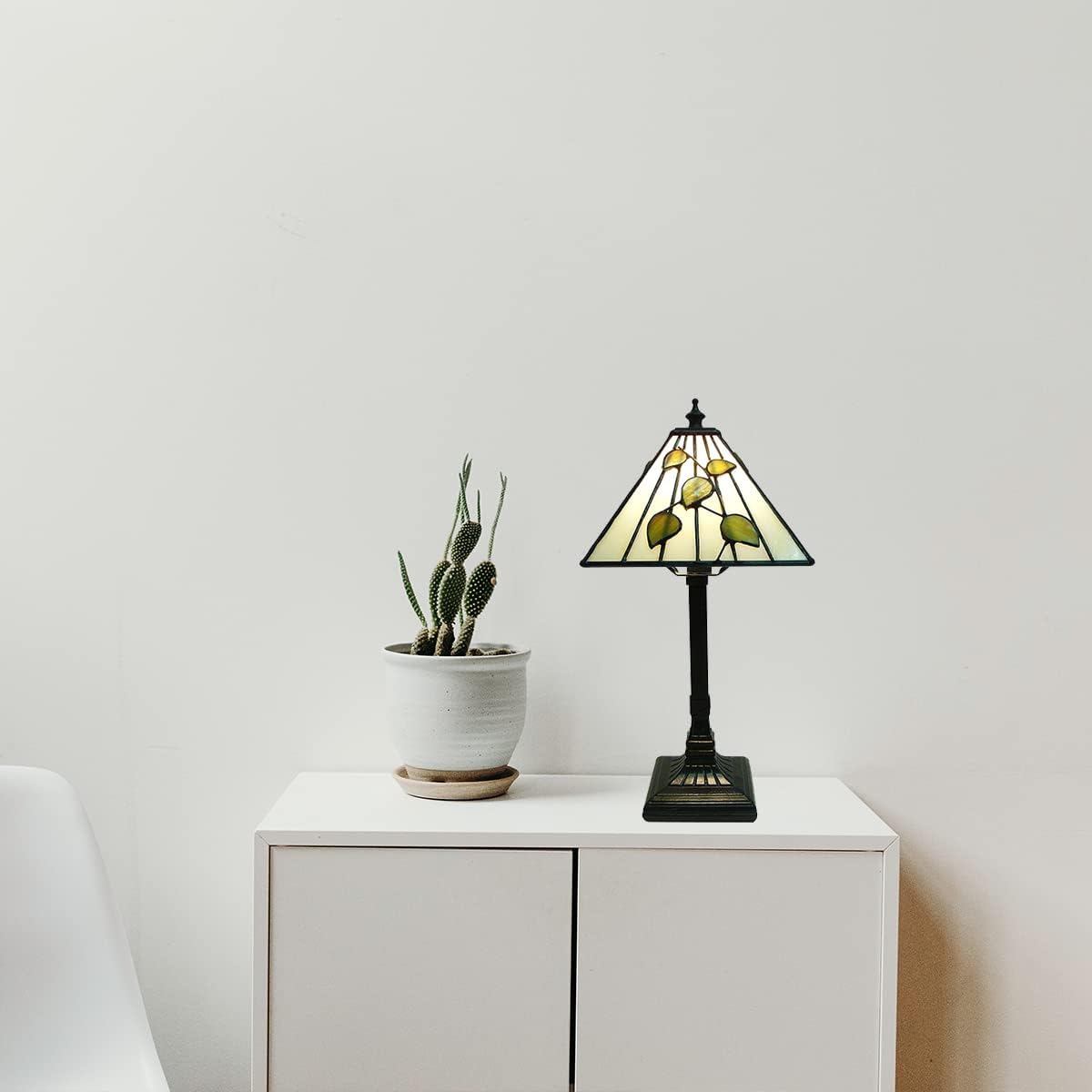 Fine Art Lighting Mini Tiffany Table Lamp, Home Living Decoration Lighting (Green - 7" x 14" x 7")