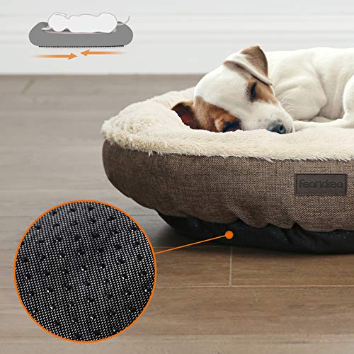 Feandrea Hundebett, Hundekorb, Katzenbett, Donut, rund, Ø 55 cm, braun PGW55C